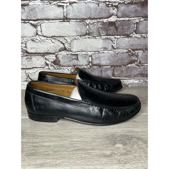 Santoni Black Leather Moc Toe Slip On Dress Loafers Shoes Men’s Sz 9.5D US/43EU main image 14
